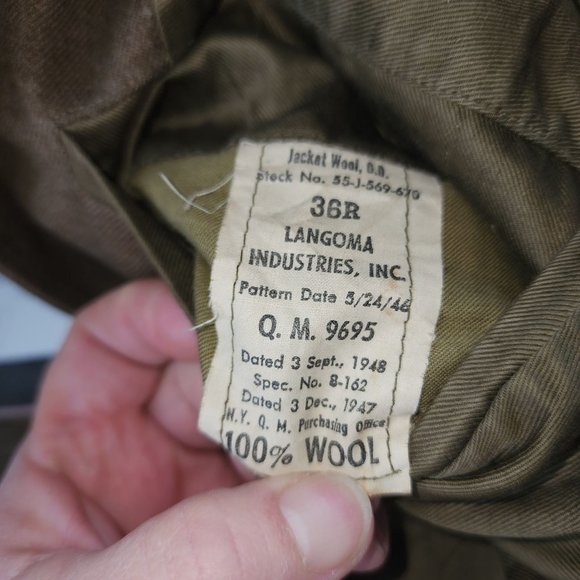 Vintage Wool Military Jacket WWII Mens size 36R - Picture 3 of 5